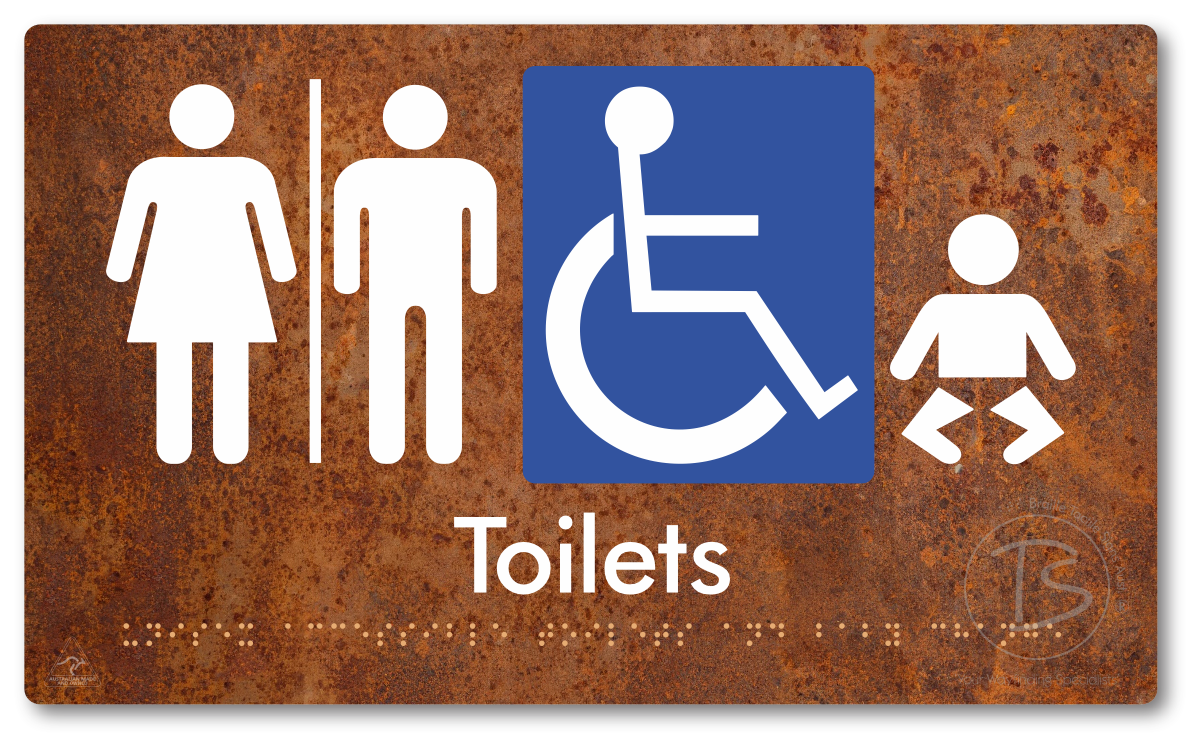 Unisex Accessible Toilets & Baby Change with Air Lock - Braille Tactile Signs Aust.