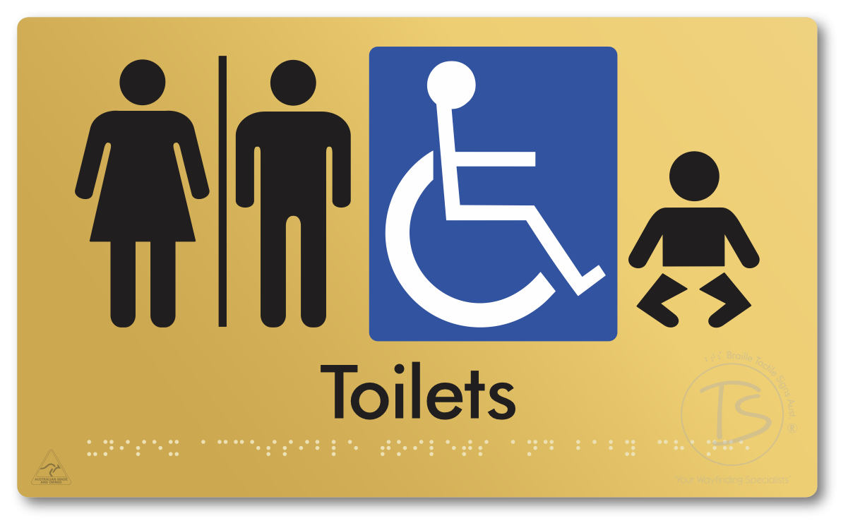 Unisex Accessible Toilets & Baby Change with Air Lock - Braille Tactile Signs Aust.
