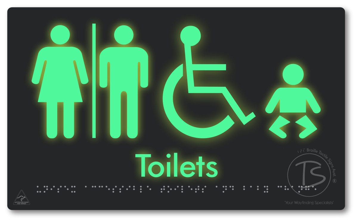 Unisex Accessible Toilets & Baby Change with Air Lock - Braille Tactile Signs Aust.