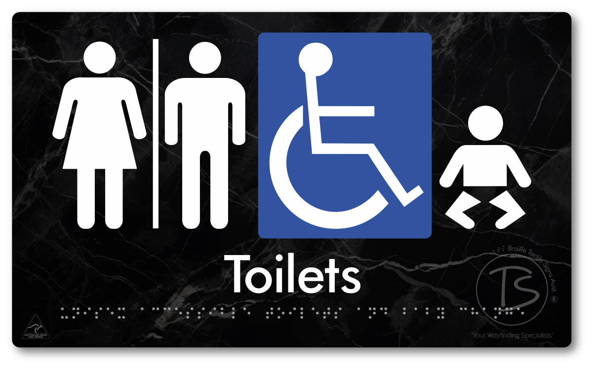 Unisex Accessible Toilets & Baby Change with Air Lock - Braille Tactile Signs Aust.