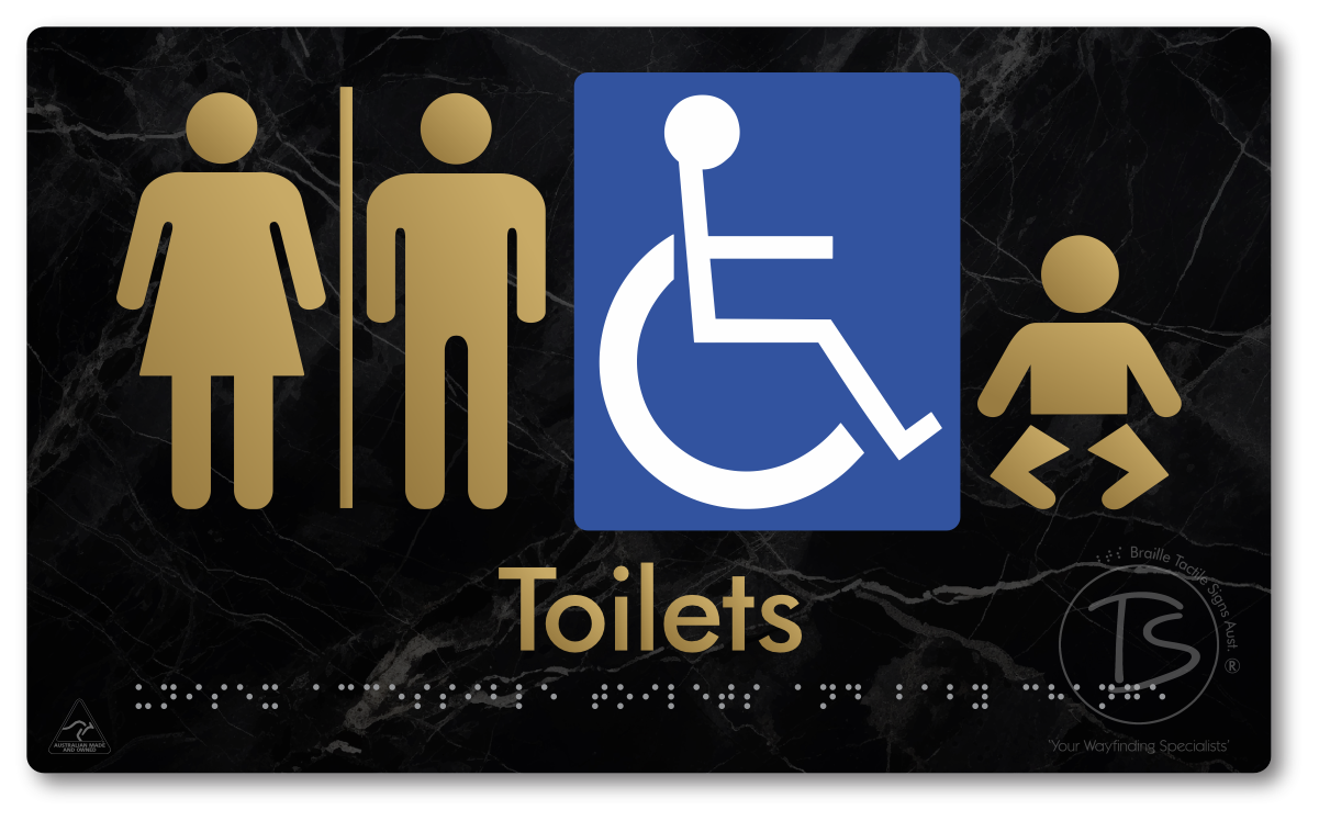 Unisex Accessible Toilets & Baby Change with Air Lock - Braille Tactile Signs Aust.