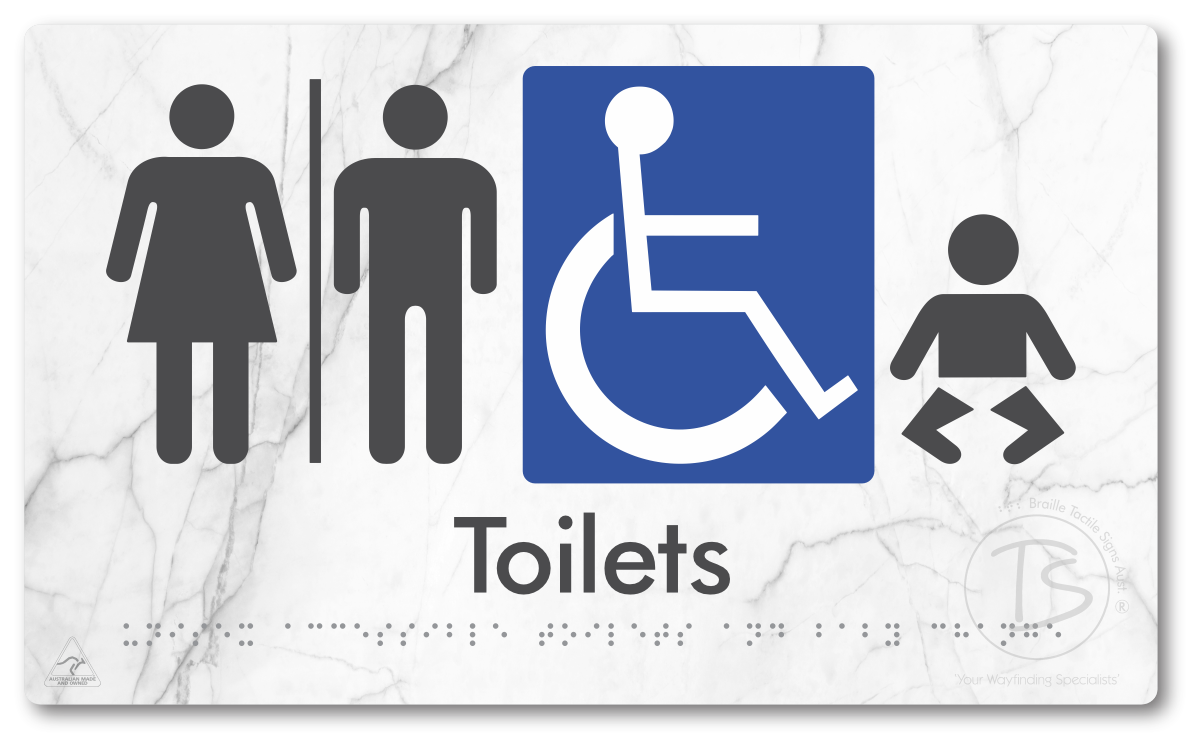 Unisex Accessible Toilets & Baby Change with Air Lock - Braille Tactile Signs Aust.