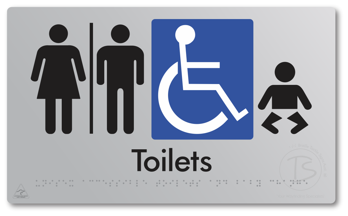 Unisex Accessible Toilets & Baby Change with Air Lock - Braille Tactile Signs Aust.