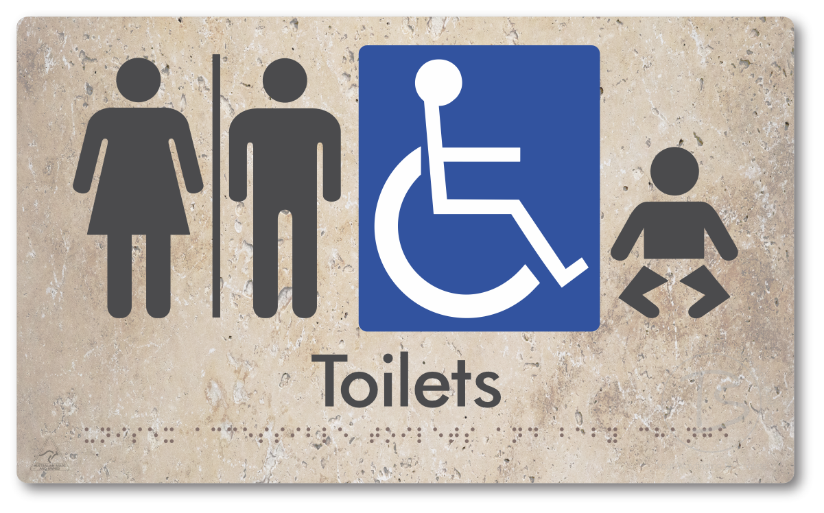 Unisex Accessible Toilets & Baby Change with Air Lock - Braille Tactile Signs Aust.