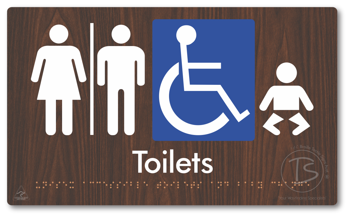 Unisex Accessible Toilets & Baby Change with Air Lock - Braille Tactile Signs Aust.