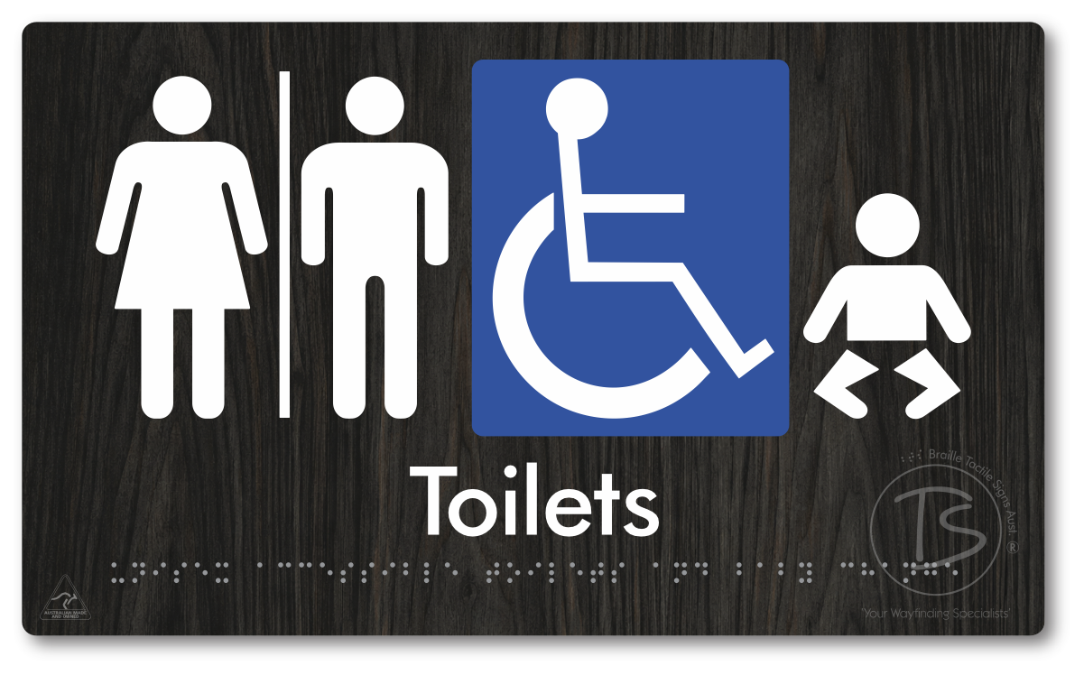 Unisex Accessible Toilets & Baby Change with Air Lock - Braille Tactile Signs Aust.