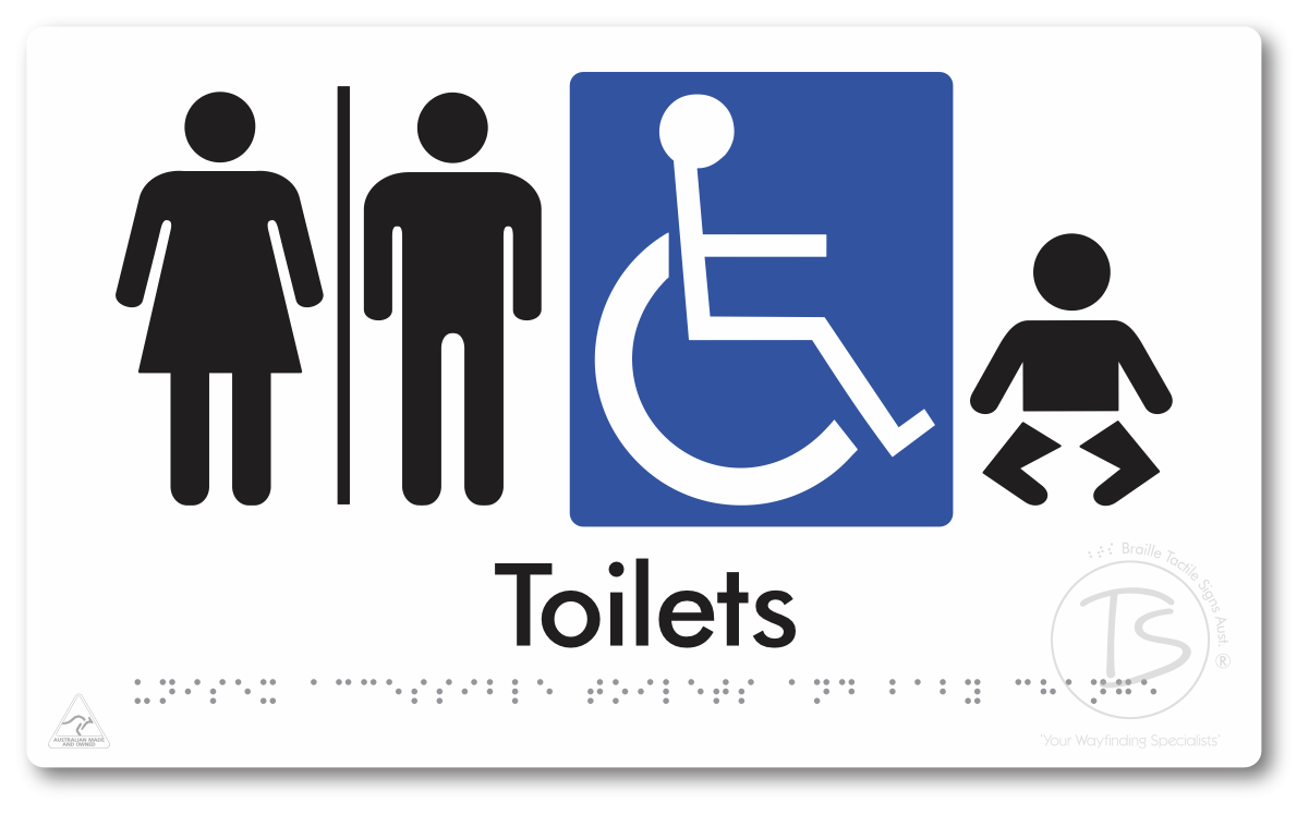 Unisex Accessible Toilets & Baby Change with Air Lock - Braille Tactile Signs Aust.