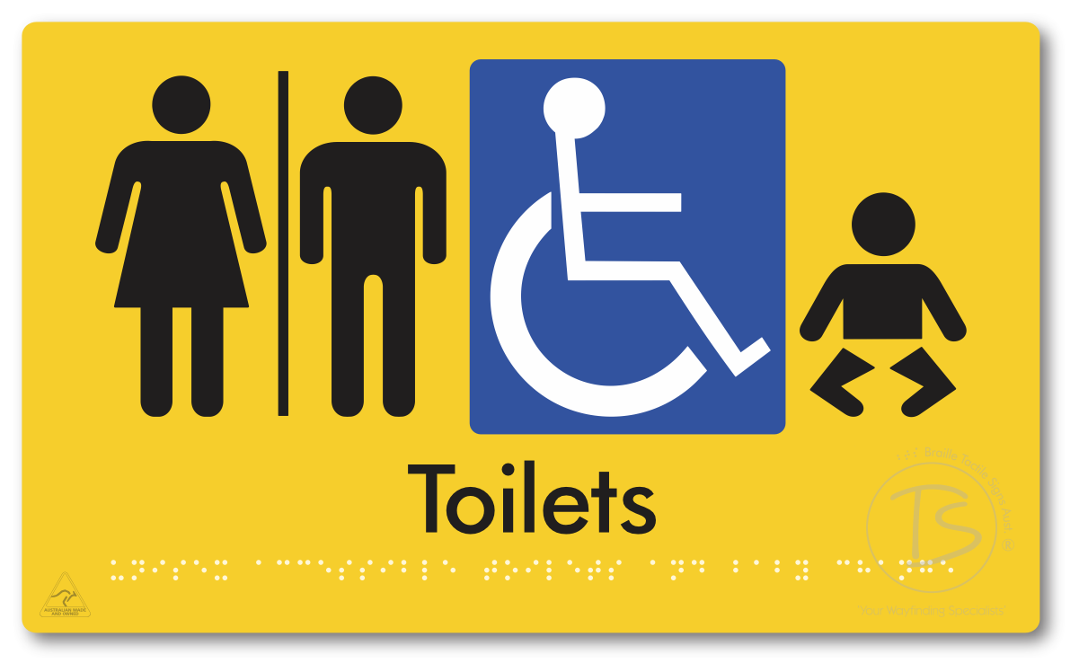 Unisex Accessible Toilets & Baby Change with Air Lock - Braille Tactile Signs Aust.
