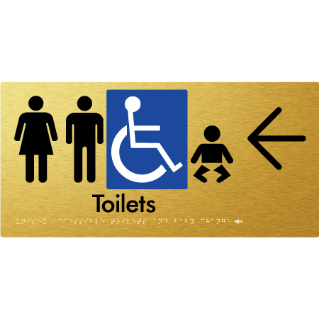 Unisex Accessible Toilets & Baby Change w/ Large Arrow