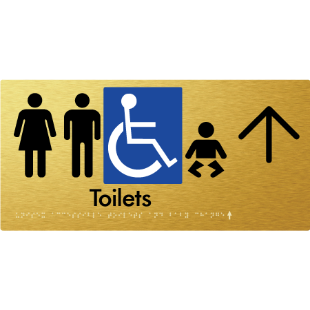 Unisex Accessible Toilets & Baby Change w/ Large Arrow