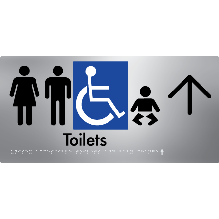 Unisex Accessible Toilets & Baby Change w/ Large Arrow