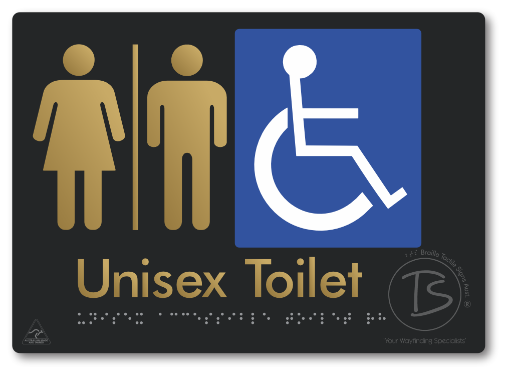 Unisex Accessible Toilet with Airlock - Braille Tactile Signs Aust.