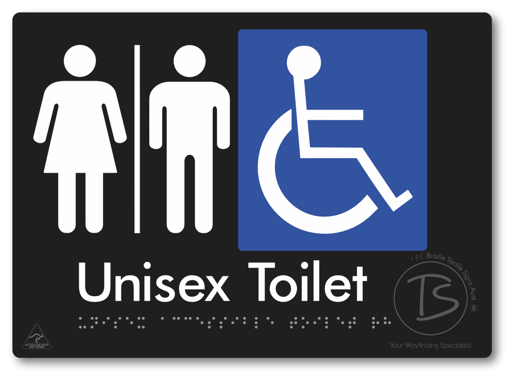 Unisex Accessible Toilet with Airlock - Braille Tactile Signs Aust.