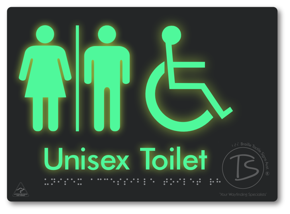 Unisex Accessible Toilet with Airlock - Braille Tactile Signs Aust.