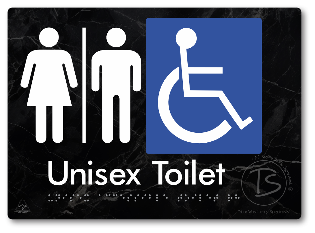 Unisex Accessible Toilet with Airlock - Braille Tactile Signs Aust.