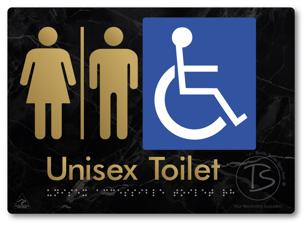 Unisex Accessible Toilet with Airlock - Braille Tactile Signs Aust.