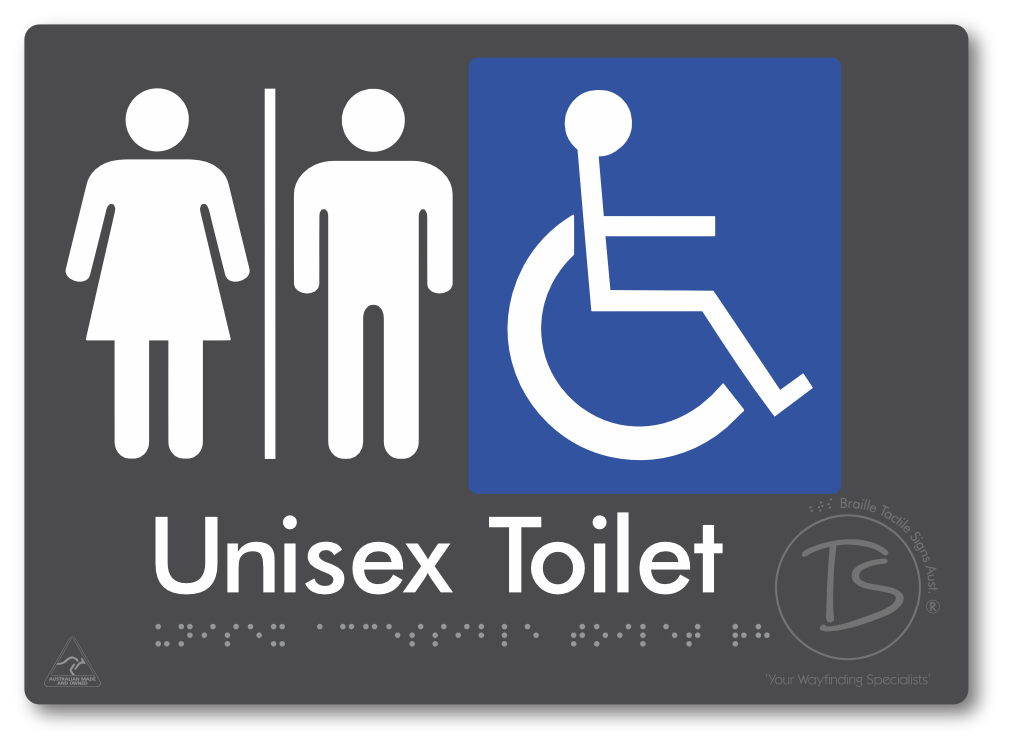 Unisex Accessible Toilet with Airlock - Braille Tactile Signs Aust.