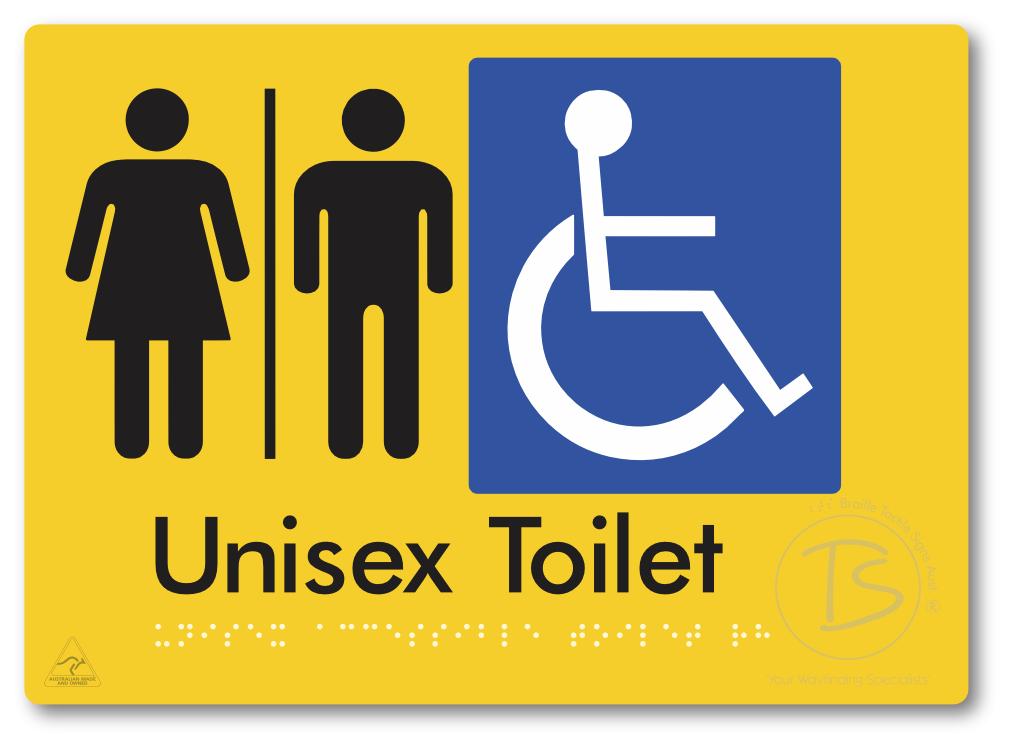 Unisex Accessible Toilet with Airlock - Braille Tactile Signs Aust.