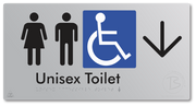 Unisex Accessible Toilet with Large Directional Arrow - Braille Tactile Signs Aust.