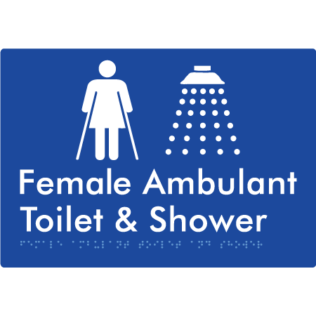 Female Ambulant Toilet & Shower - Braille Tactile Signs Aust.