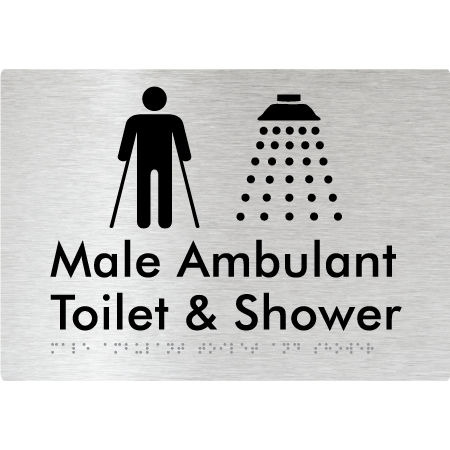 Male Ambulant Toilet & Shower - Braille Tactile Signs Aust.