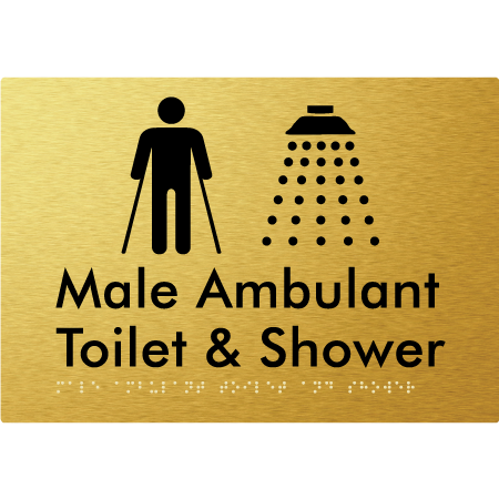 Male Ambulant Toilet & Shower - Braille Tactile Signs Aust.