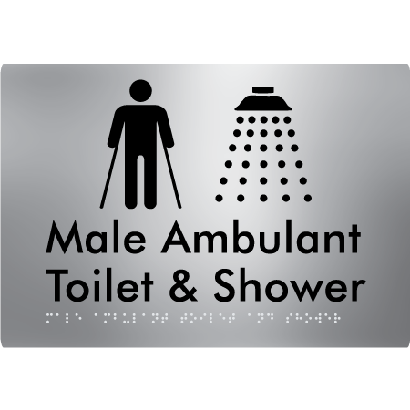 Male Ambulant Toilet & Shower - Braille Tactile Signs Aust.
