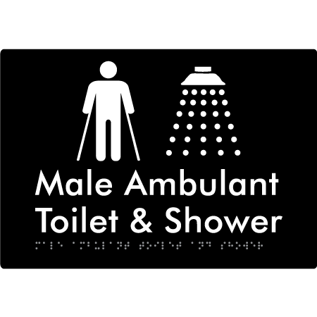 Male Ambulant Toilet & Shower - Braille Tactile Signs Aust.