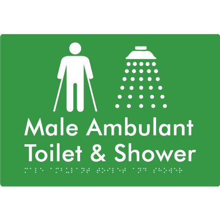 Male Ambulant Toilet & Shower - Braille Tactile Signs Aust.