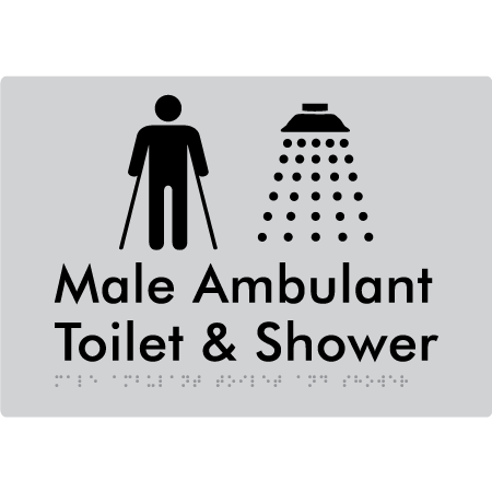 Male Ambulant Toilet & Shower - Braille Tactile Signs Aust.
