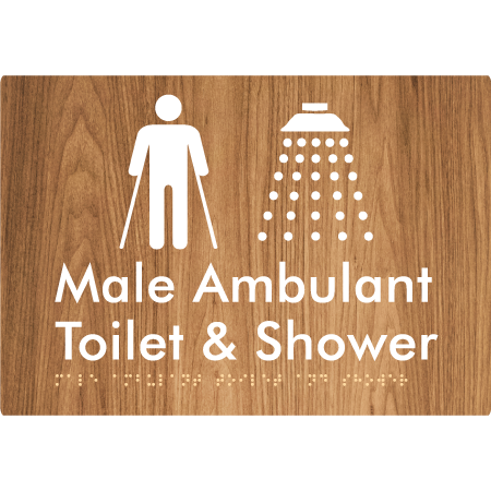 Male Ambulant Toilet & Shower - Braille Tactile Signs Aust.