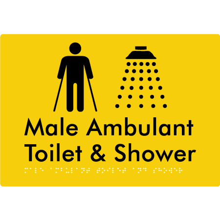 Male Ambulant Toilet & Shower - Braille Tactile Signs Aust.