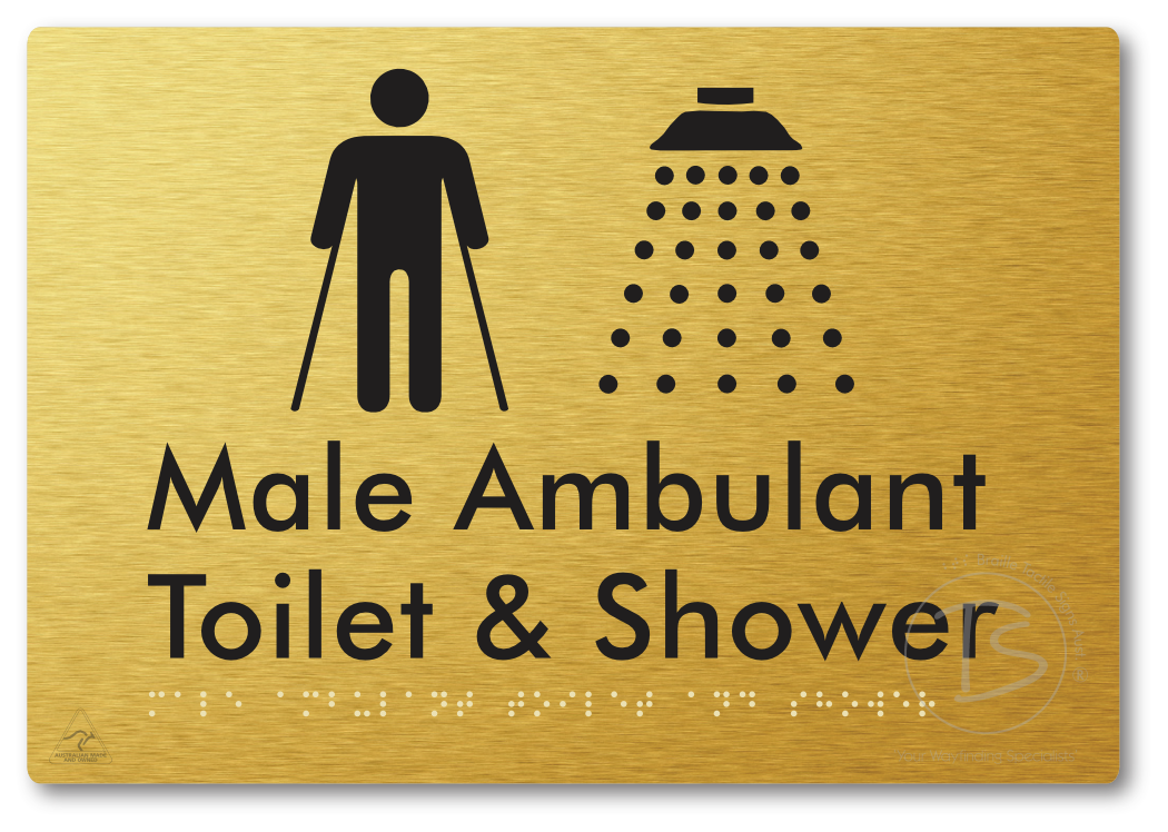 Male Ambulant Toilet & Shower - Braille Tactile Signs Aust.