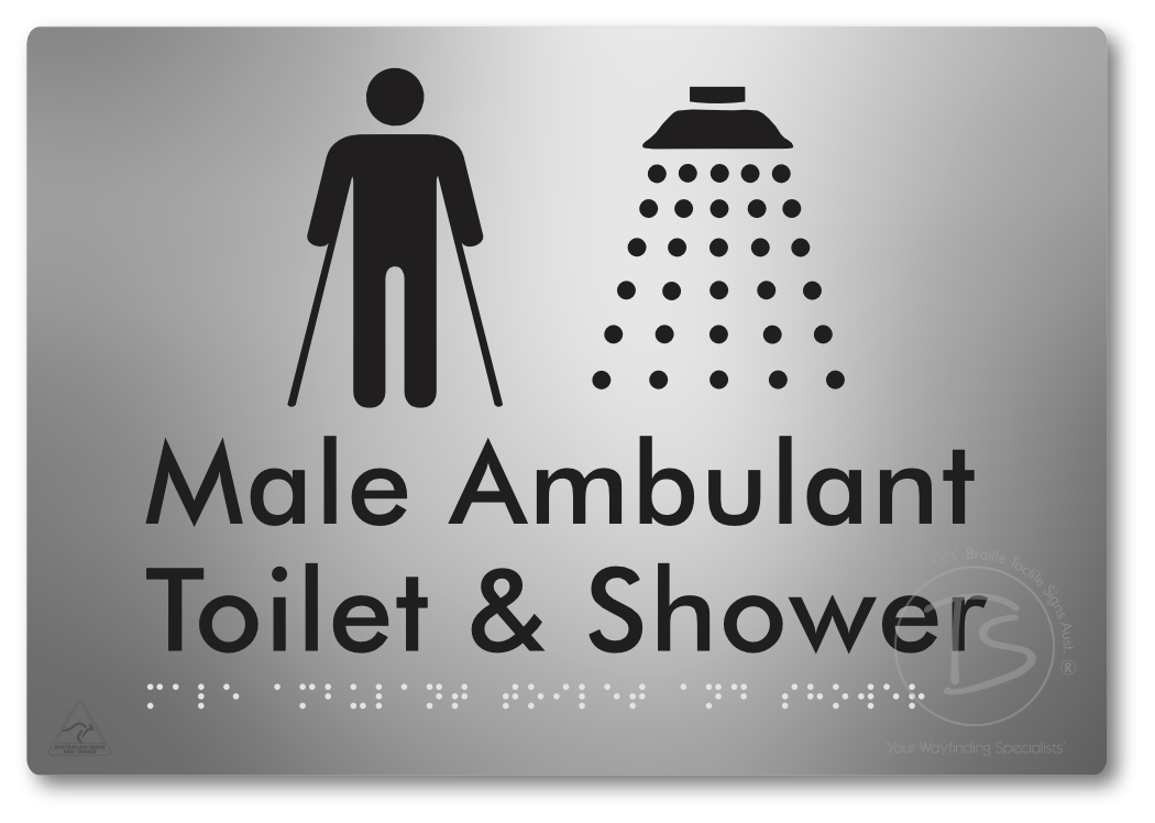 Male Ambulant Toilet & Shower - Braille Tactile Signs Aust.