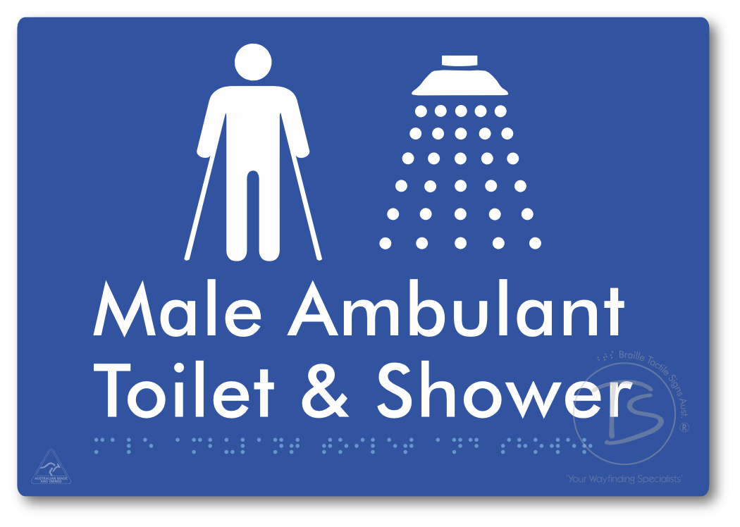 Male Ambulant Toilet & Shower - Braille Tactile Signs Aust.
