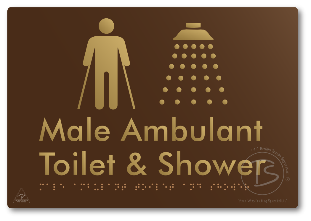 Male Ambulant Toilet & Shower - Braille Tactile Signs Aust.