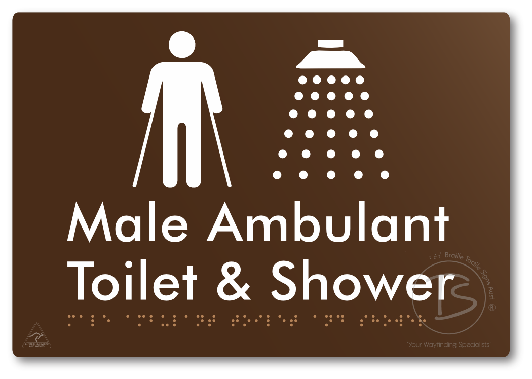 Male Ambulant Toilet & Shower - Braille Tactile Signs Aust.
