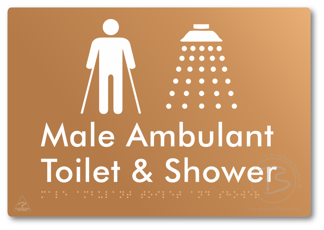 Male Ambulant Toilet & Shower - Braille Tactile Signs Aust.