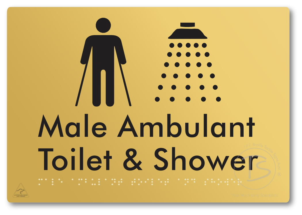 Male Ambulant Toilet & Shower - Braille Tactile Signs Aust.