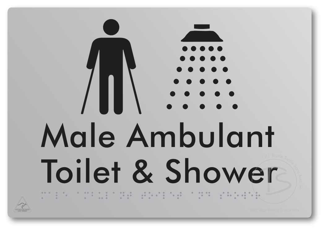 Male Ambulant Toilet & Shower - Braille Tactile Signs Aust.