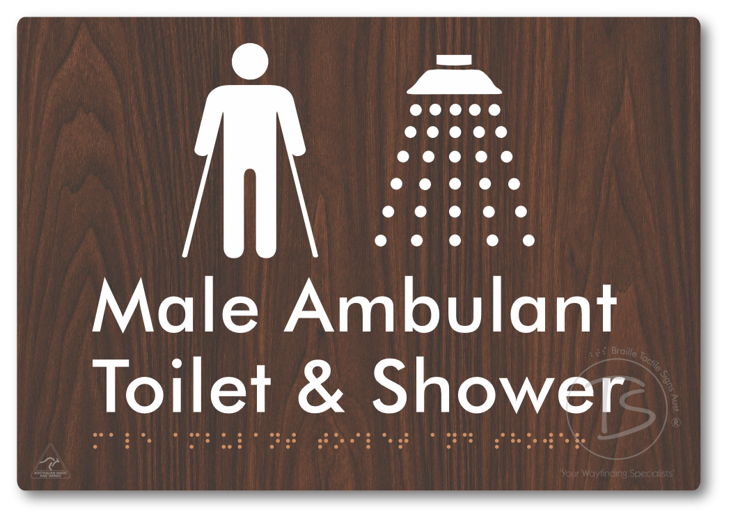 Male Ambulant Toilet & Shower - Braille Tactile Signs Aust.