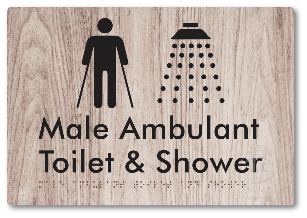 Male Ambulant Toilet & Shower - Braille Tactile Signs Aust.