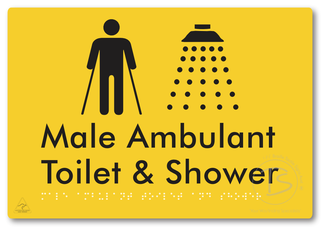 Male Ambulant Toilet & Shower - Braille Tactile Signs Aust.