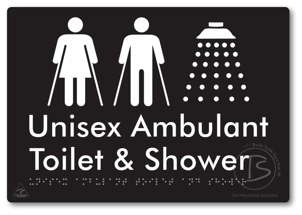 Unisex Ambulant Toilet & Shower - Braille Tactile Signs Aust.