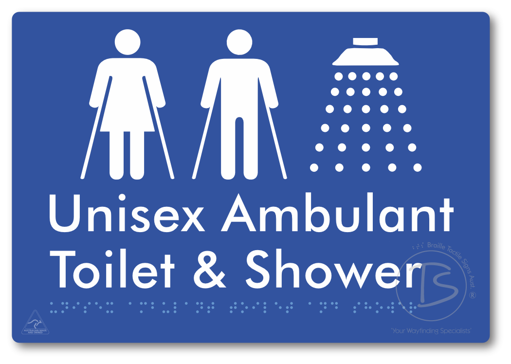 Unisex Ambulant Toilet & Shower - Braille Tactile Signs Aust.