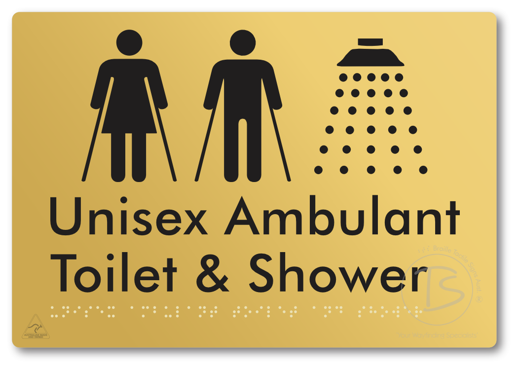 Unisex Ambulant Toilet & Shower - Braille Tactile Signs Aust.