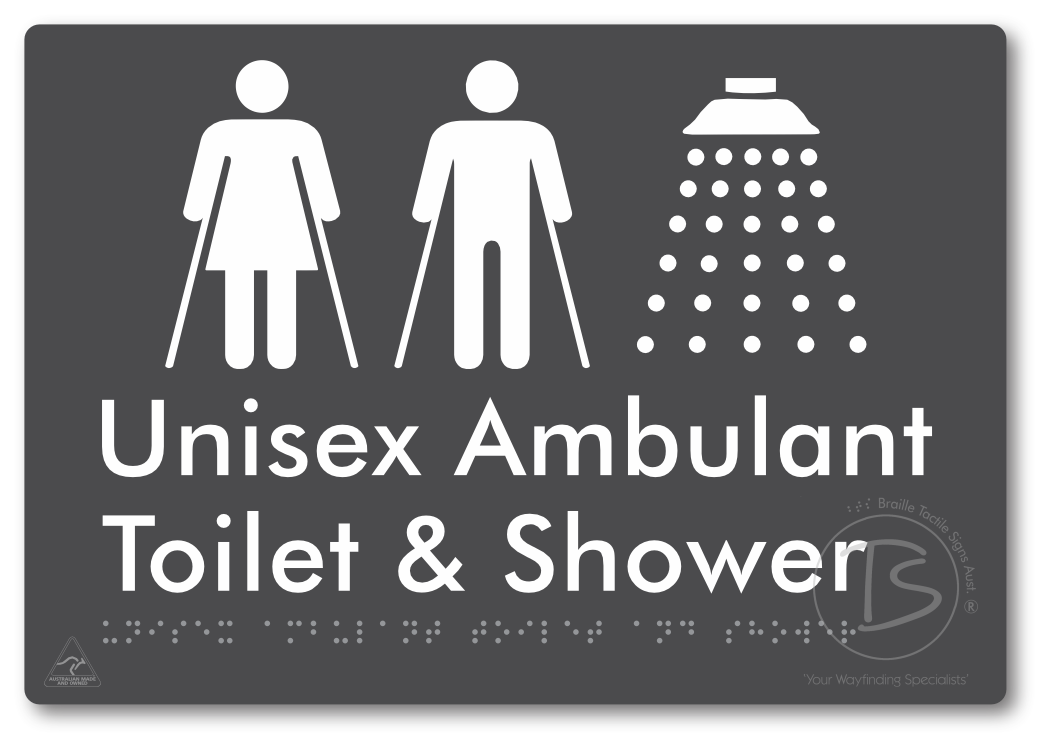 Unisex Ambulant Toilet & Shower - Braille Tactile Signs Aust.