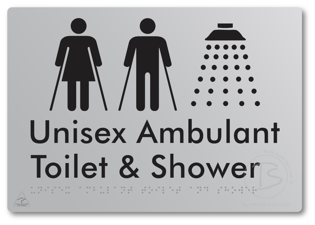 Unisex Ambulant Toilet & Shower - Braille Tactile Signs Aust.