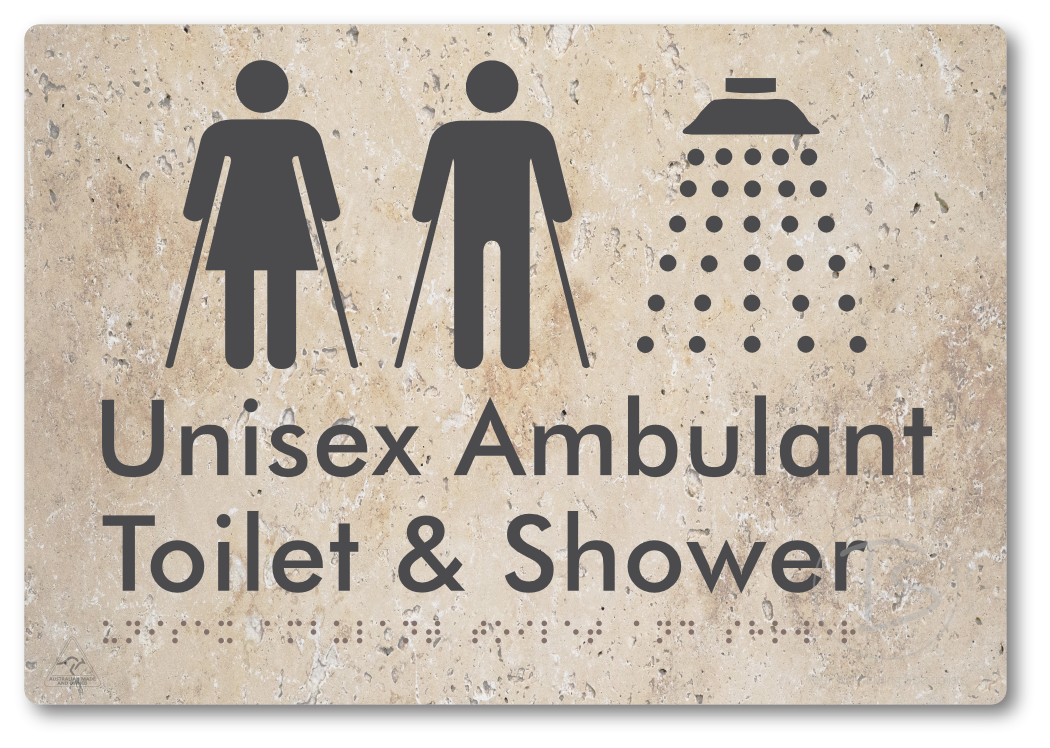 Unisex Ambulant Toilet & Shower - Braille Tactile Signs Aust.
