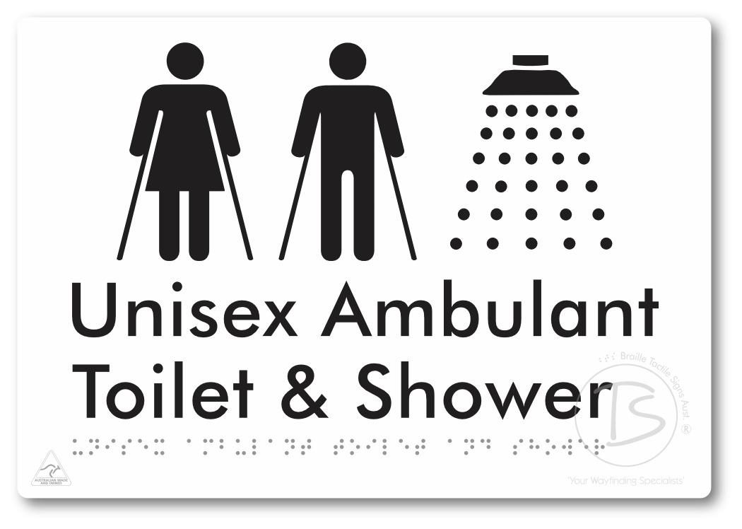 Unisex Ambulant Toilet & Shower - Braille Tactile Signs Aust.